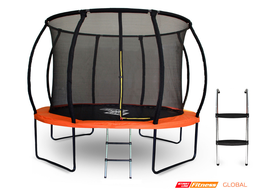 Батут StartLine Fitness 10 футов (Global) с внутренней сеткой, и пластик.лестницей