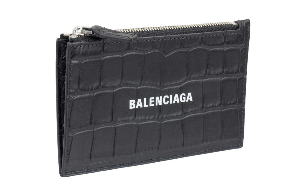 Balenciaga Cash Long Cow Leather Coin Purse, Card Holder Large Men"s Black