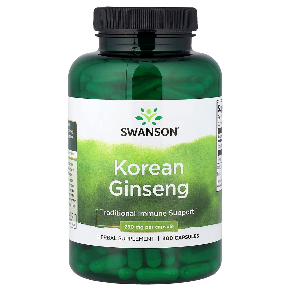 Swanson Vitamins, корейский женьшень, 300 капсул (250 мг в 1 капсуле)
