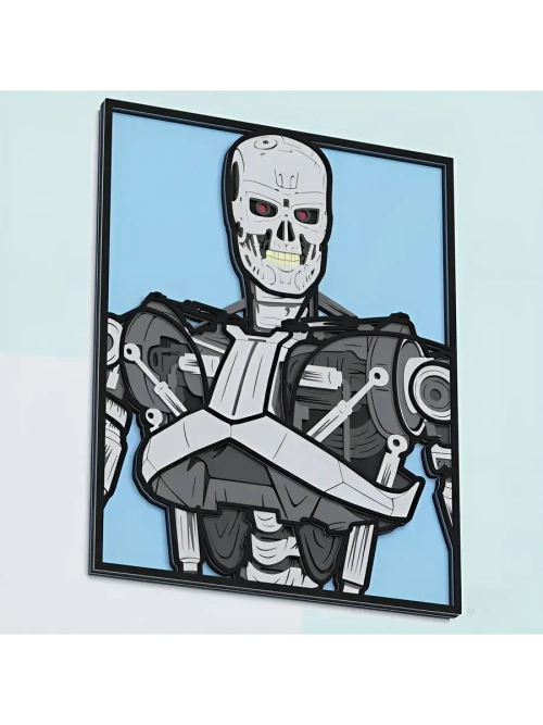 3D Картина по номерам из дерева Терминатор Т-800, 23x30 см