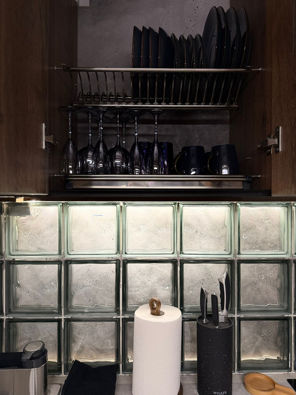 Стеклоблок волна графит окраска в массе Vitrablok 19x19x8