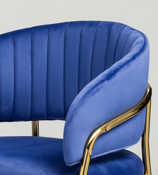 Барный стул Portman синий велюр с золотыми ножками