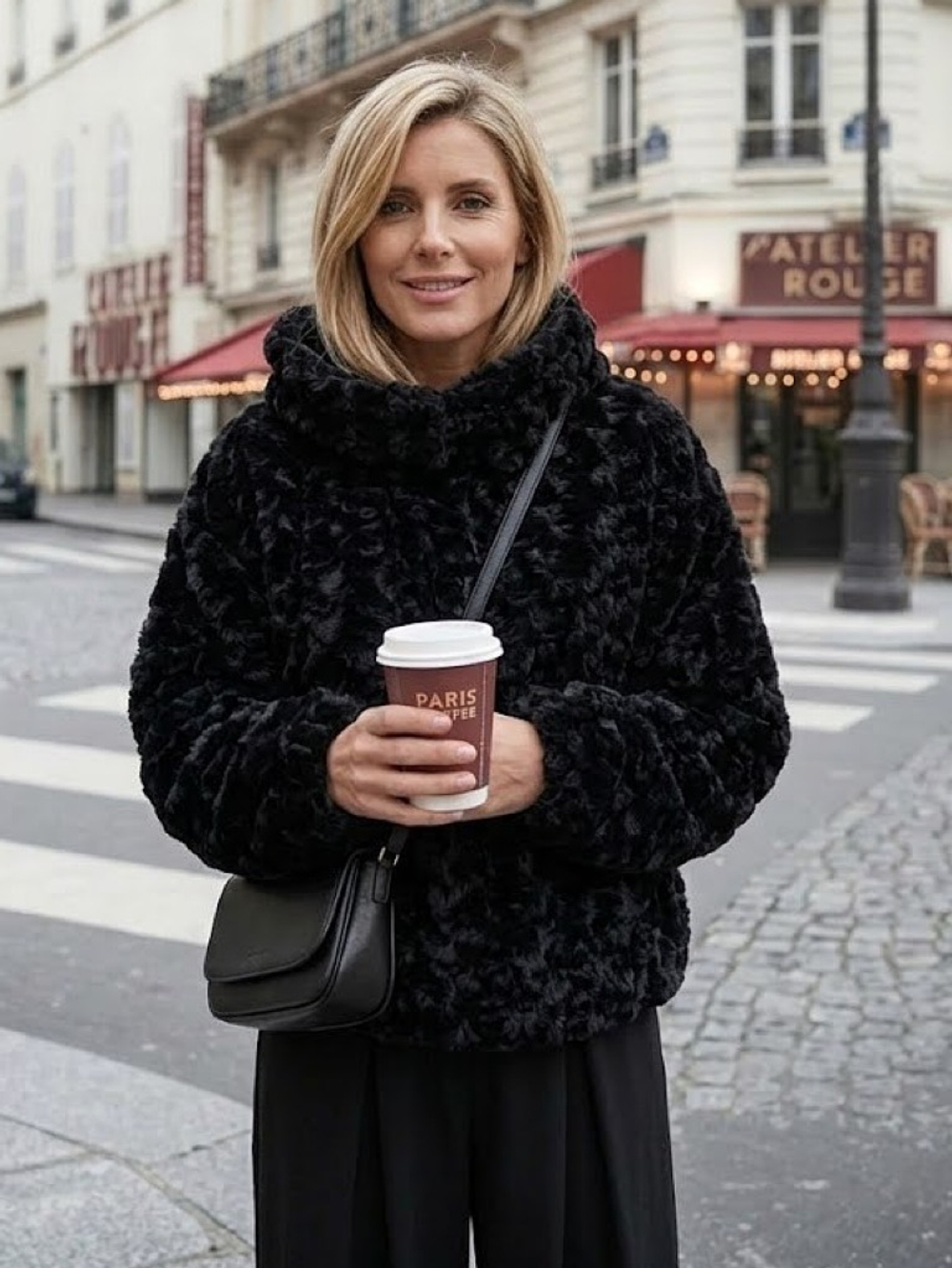 Худи /эко мех / черный