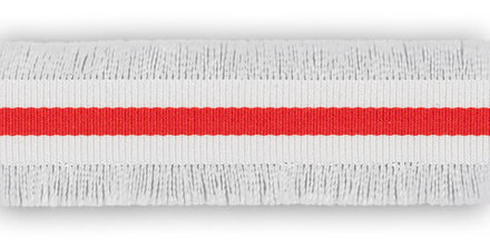Тесьма "Gamma"  с бахромой, 28 мм, №01бел/красн.