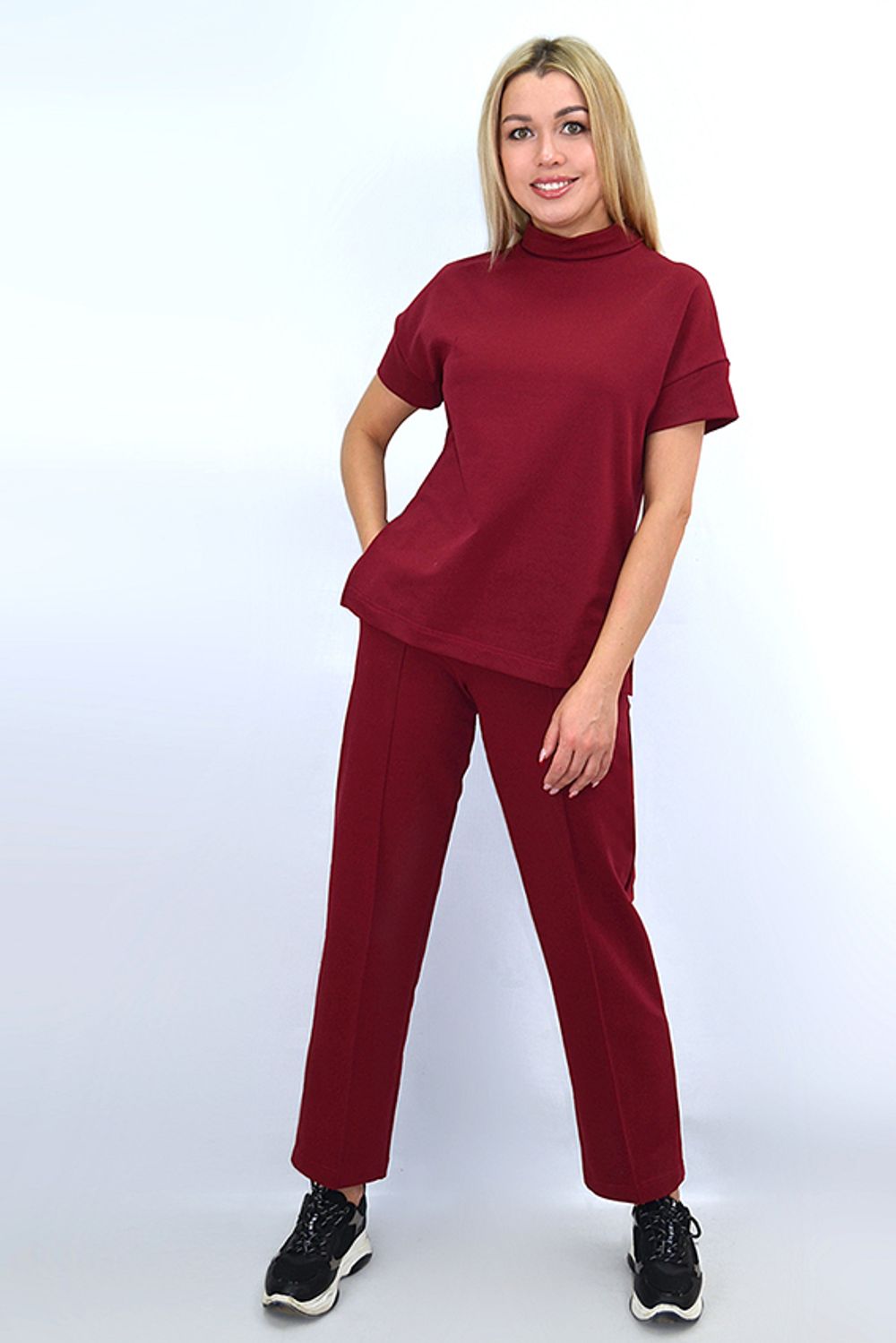 С-1715 Костюм из футера женский / футболка и брюки с отстрочкой
