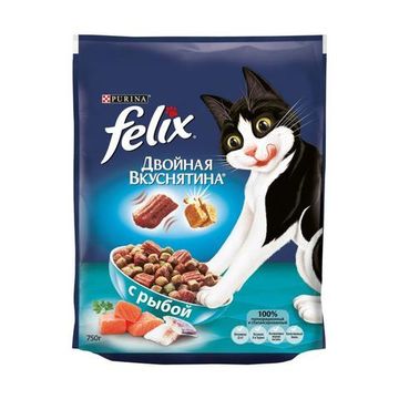 Purina Felix сухой корм для кошек "Двойная вкуснятина" с рыбой