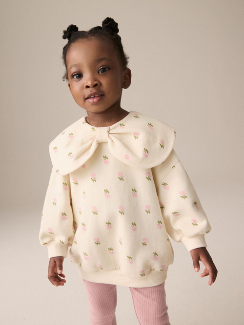 Лонгслив с воротником и легинсы в комплекте для девочки Next E54-939, Кремовый, Розовый