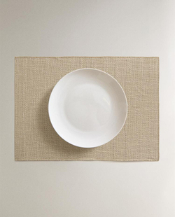 ZARA HOME ПОДСТАВКА ПОД СТОЛОВЫЕ ПРИБОРЫ ИЗО ЛЬНА, СВЕТЛО-БЕЖЕВЫЙ