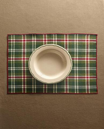 ZARA HOME НОВОГОДНЯЯ ПОДСТАВКА ПОД СТОЛОВЫЕ ПРИБОРЫ В КЛЕТКУ (НАБОР ИЗ 2 ШТ.), ЗЕЛЕНЫЙ