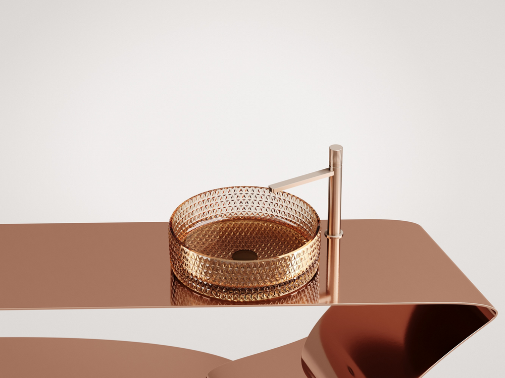 Умывальник чаша накладная круглая (цвет бежевый) Cristal 360x360x112мм