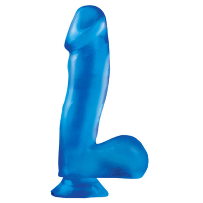 Голубой фаллоимитатор c мошонкой Basix - 17,8 см. (Цвет: голубой)
