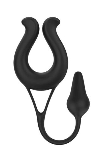 Черная эрекционная подкова с анальным стимулятором Remote Multi Teaser (Цвет: черный)