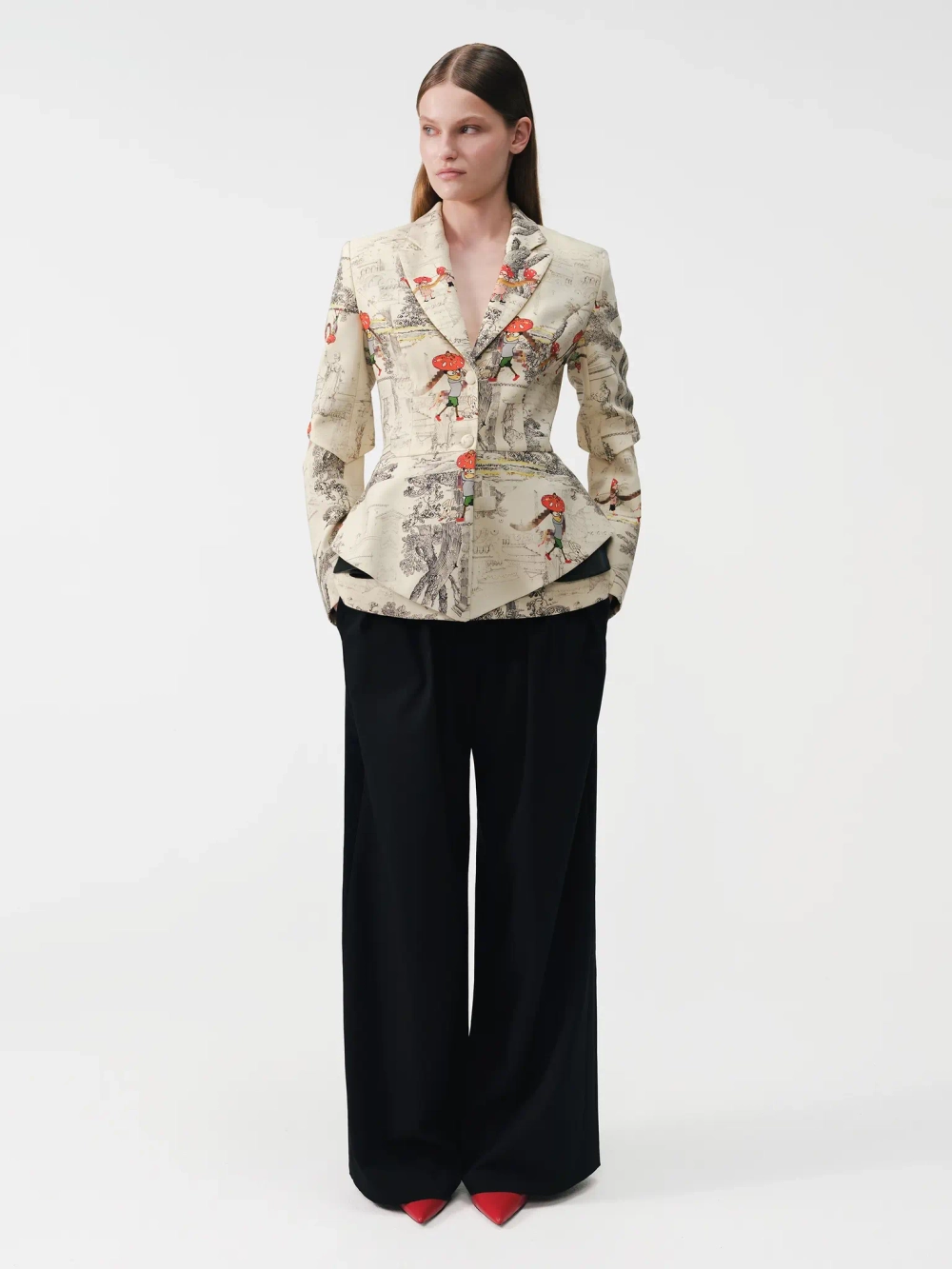 Жакет принтованный с баской OLA OLA