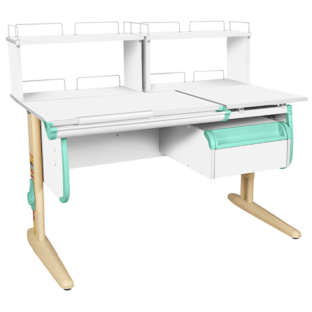 Растущая парта СУТ 25 с задними полками СУТ.15.240 и навесной тумбой (1200×880 мм)