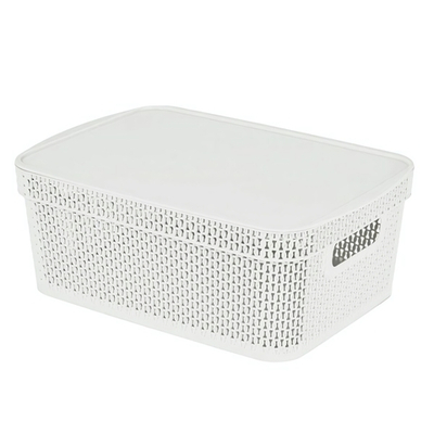 Корзина для хранения Keeplex Ajur с крышкой 11л 38х27х14,3см белое облако