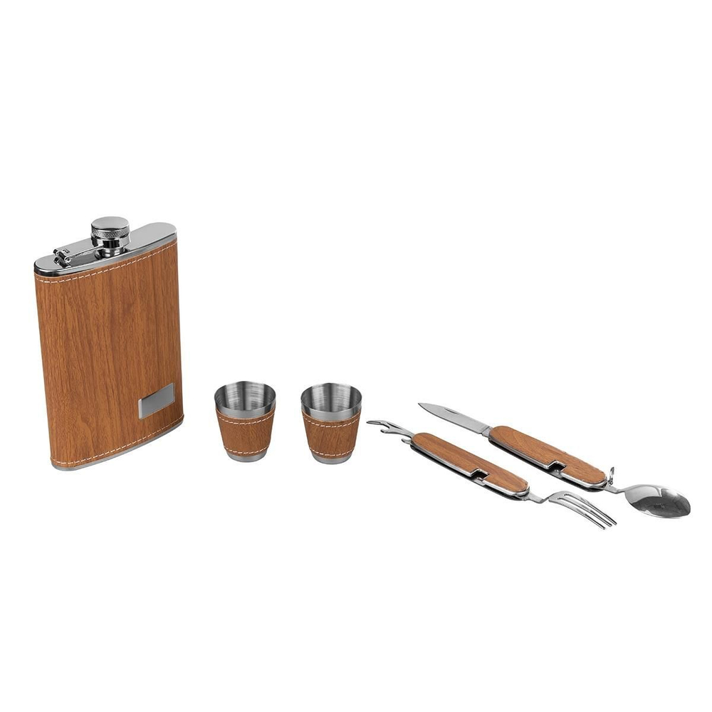 Набор Helios (HS-2023-TZ-6) (фляжка 270мл + 2 стопки + складные вилка + ложка)