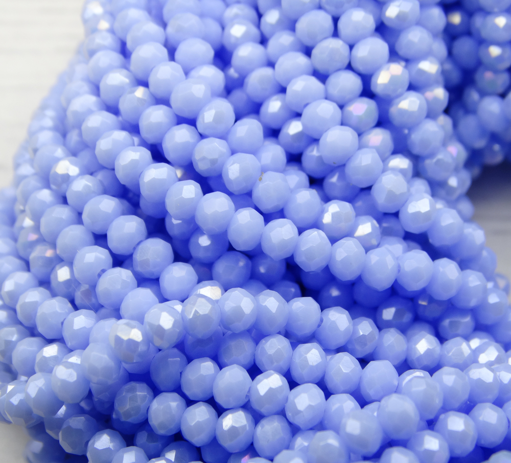БН017ДС23 Хрустальные бусины "рондель", цвет: сиренево-голубой AB непрозрачный, 2х3 мм, 95-100 шт.