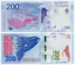 Банкнота Аргентина 200 песо 2016 год 57052469 E (Южный кит). UNC