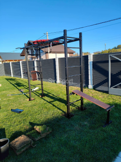 Монтаж уличной шведской стенки Sv Sport Рукоход (4 вертикальных столба)