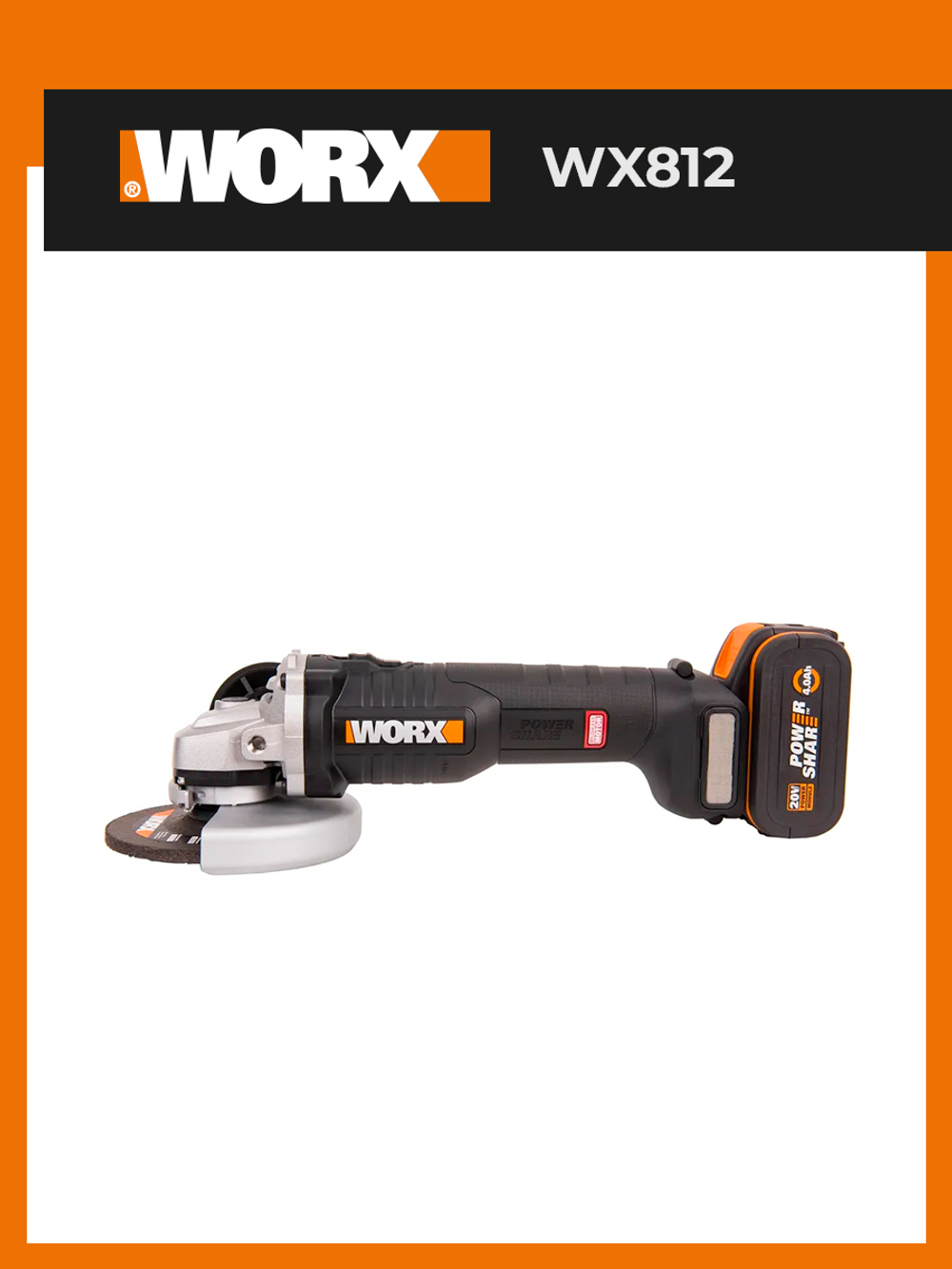 Угловая шлифмашина аккумуляторная WORX WX812