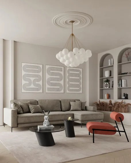 Диван раскладной Colston правосторонний 288 см, светло-серый