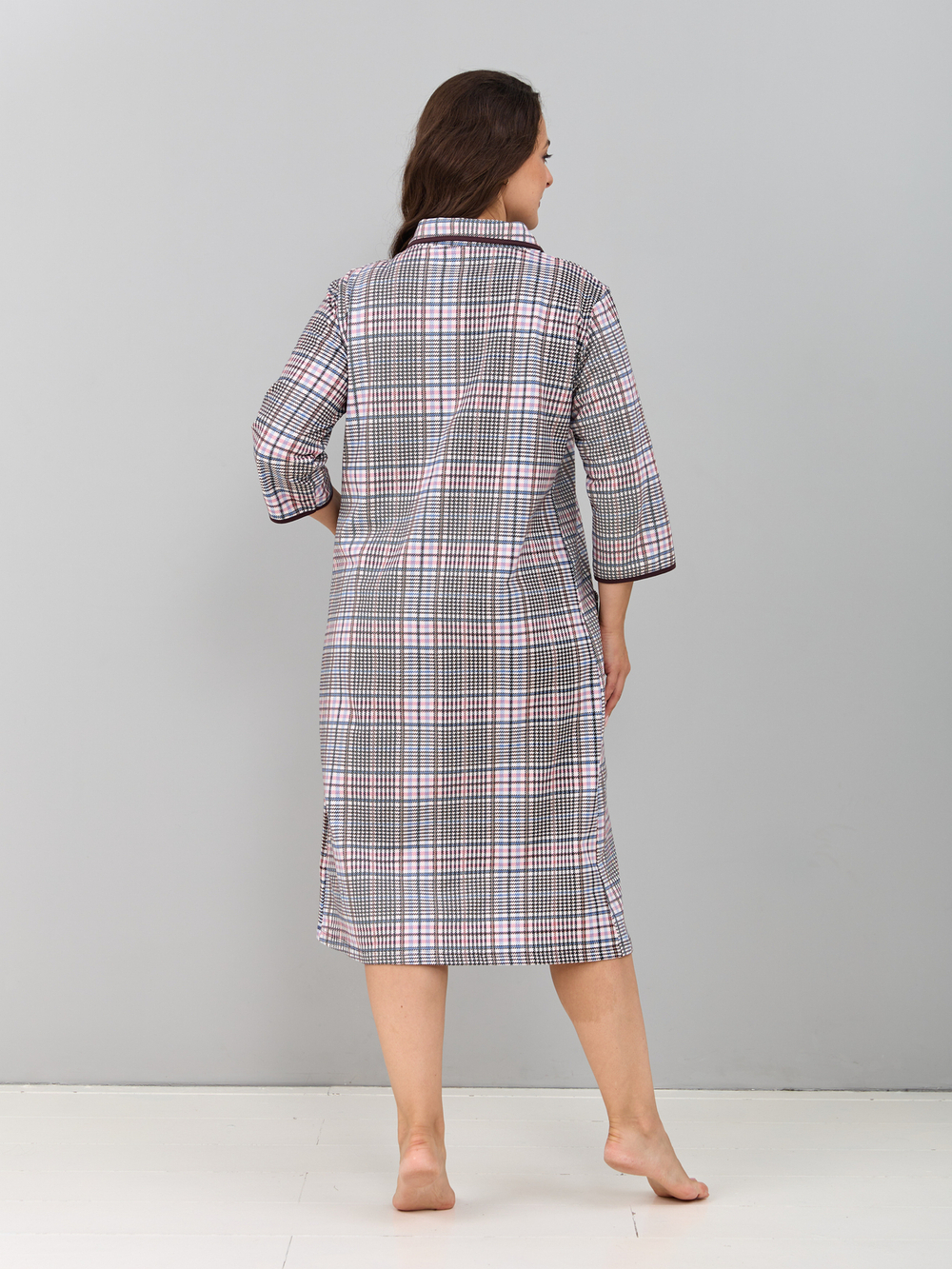 Халат Х-138/коричнево-розоваяклетка-к