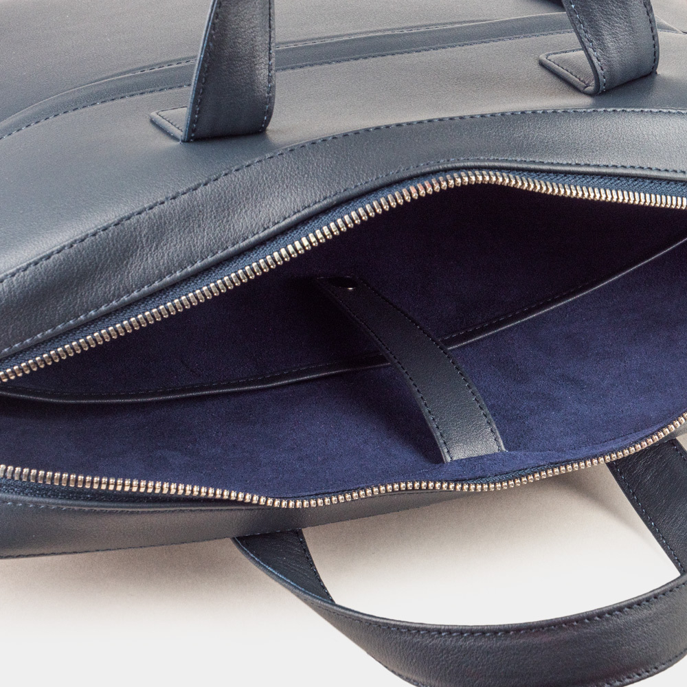 Сумка для ноутбука и документов Bocage Business из гладкой кожи теленка, синего цвета