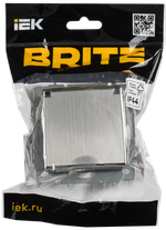 BRITE Розетка 1-местная с заземлением с защитными шторками и крышкой 16А IP20 РСбш10-3-БрГН металл хром/никель IEK