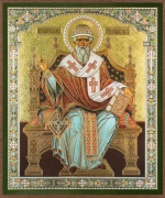 Икона "Спиридон Тримифунтский" на троне 15х18 на МДФ-6