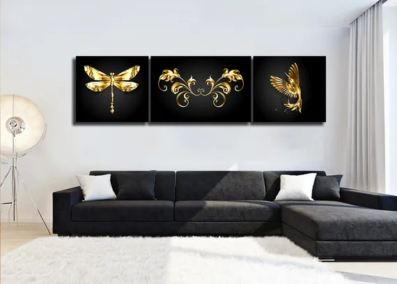 Модульная картина "Золото на черном"