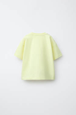 ZARA ФУТБОЛКА С ДИНОЗАВРОМ, НЕОНОВЫЙ ЖЕЛТЫЙ