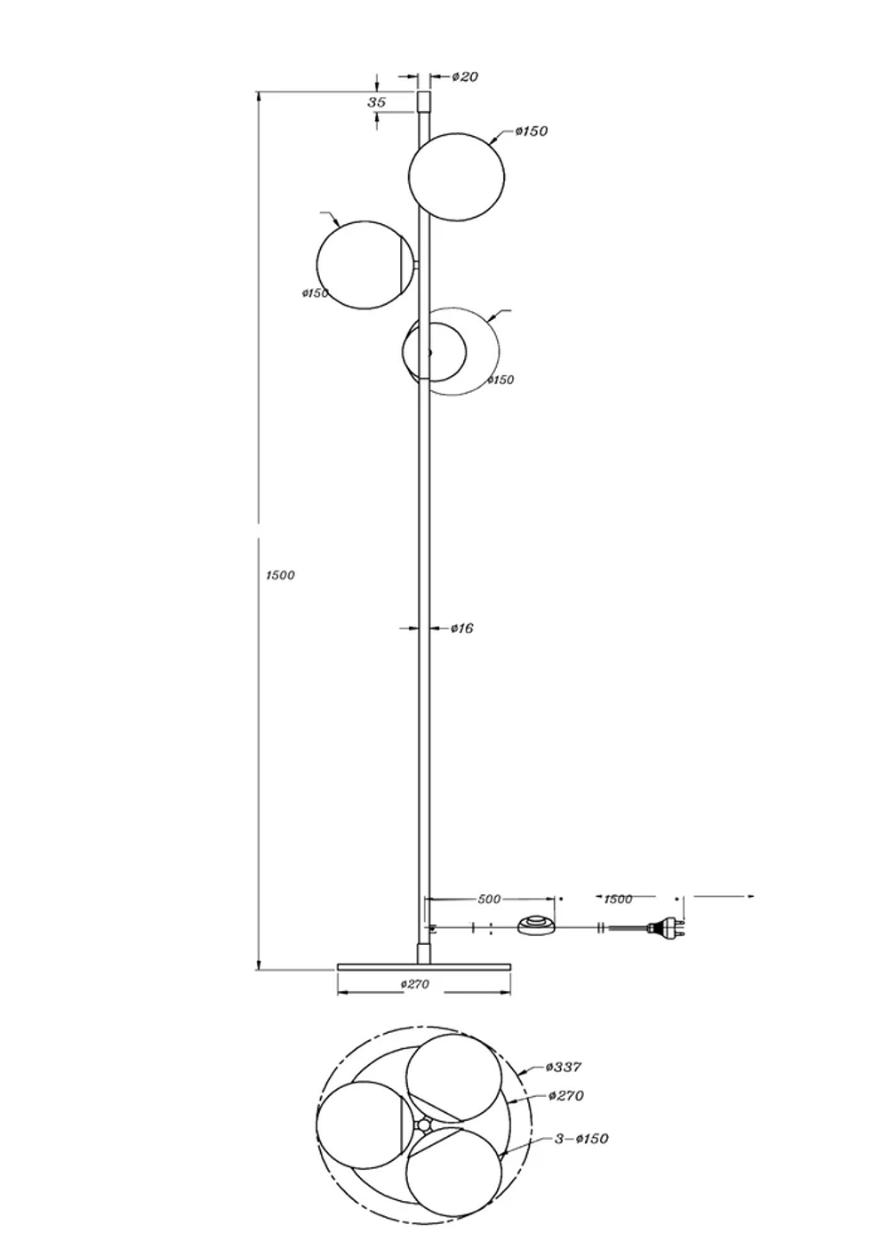 Торшер Maytoni NOSTALGIA MOD048FL-03G