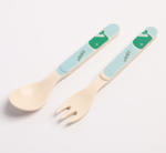 4591123 Набор бамбуковой посуды "Китенок",тарелка, миска, кружка, приборы, 5 предметов