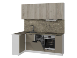 Кухонный гарнитур Альба прайм 2 400 1100х2000 мм, каркас ЛДСП, фасад ЛДСП, Белый/Дуб браун/Мокко