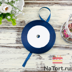 Лента атласная 6 мм (23 метра, цвет №38   темно-синий)