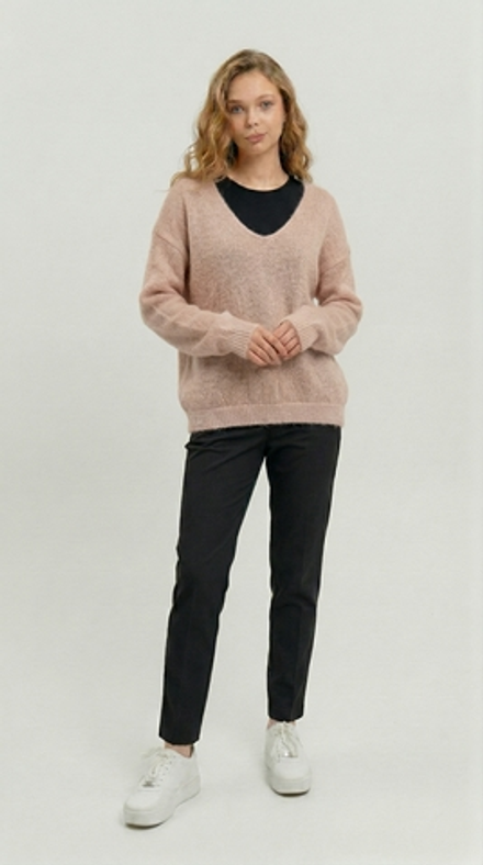 Джемпер женский V-образный Т134-08 бежевый