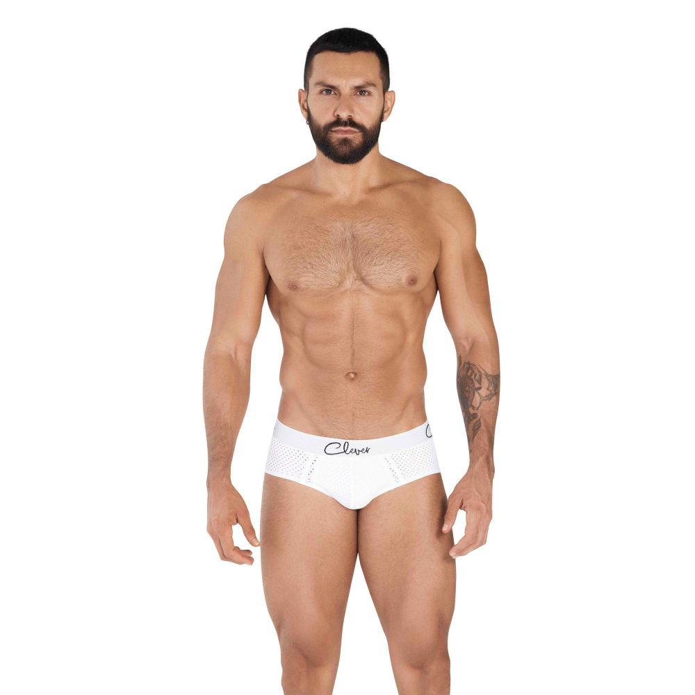 Мужские трусы брифы белые в сетку Clever TIME PIPING BRIEF 036701