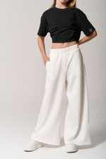 Брюки трикотажные wide leg белые