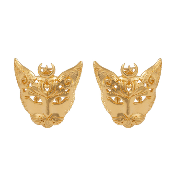 Серьги "Бастет" гвоздики,позолота