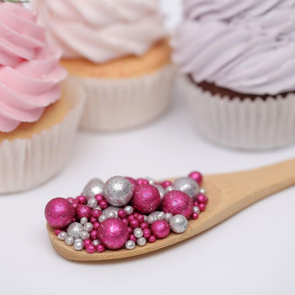 Драже рис &quot;Блеск&quot; серебро,розовый 50 гр.