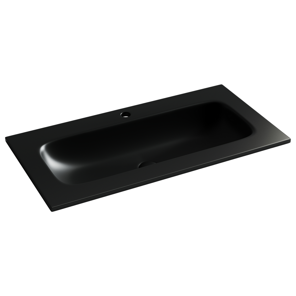 Раковина накладная мебельная CERAMICANOVA Grace прямоугольная 910x457x137 с отверстием под смеситель цвет черный матовый CN7019MB