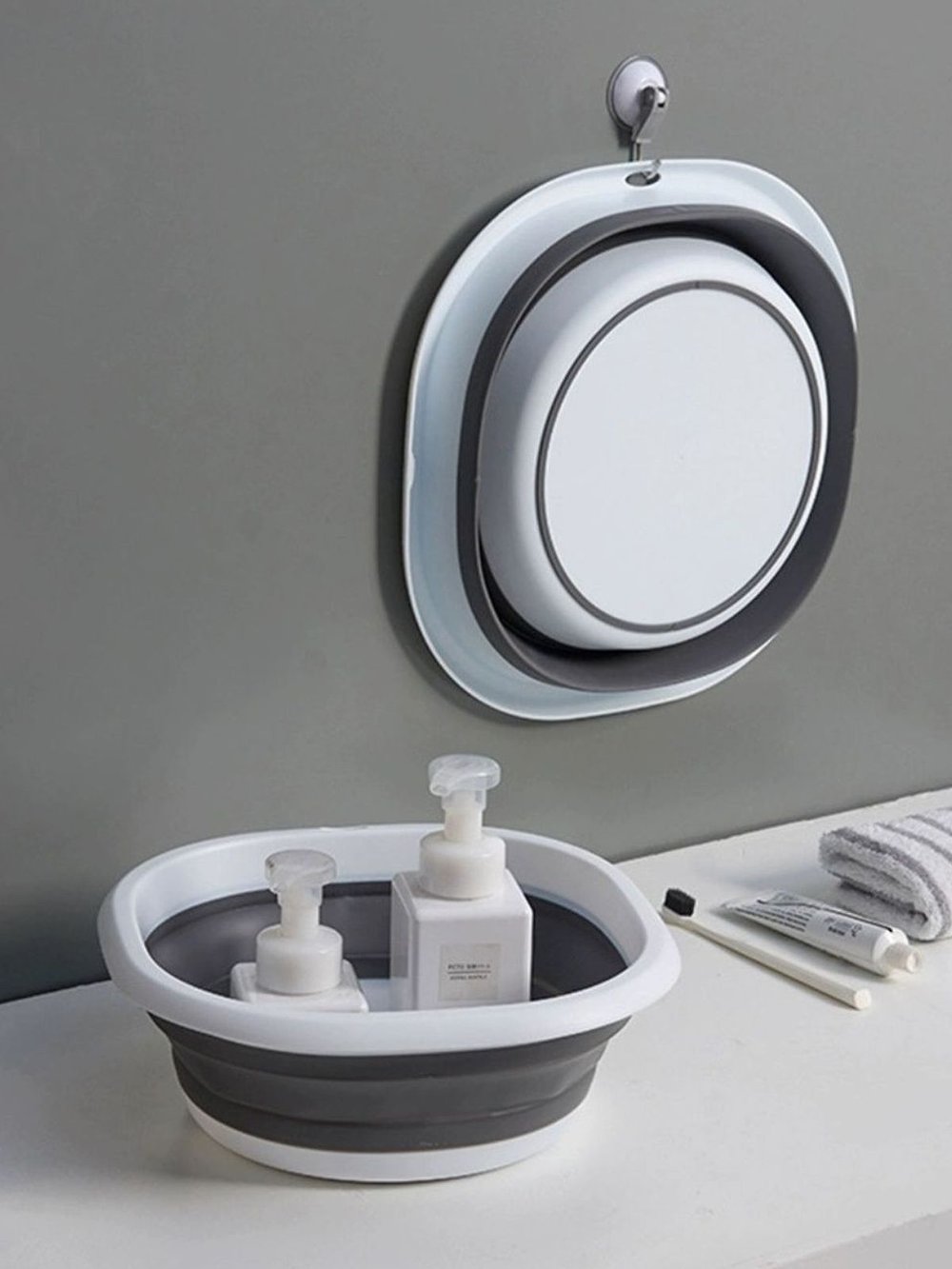 Таз складной серый 8 литров (F20-509)