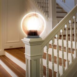 Садово-парковый светильник ЭРА НТУ 02-60-255 шар дымчатый призма на опору / кронштейн IP44 Е27 max60Вт d250mm