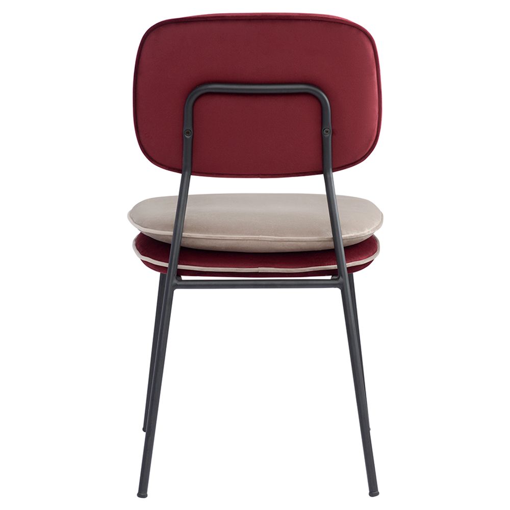 Стул с контрастным кантом Pea, велюр, бордовый/бежевый