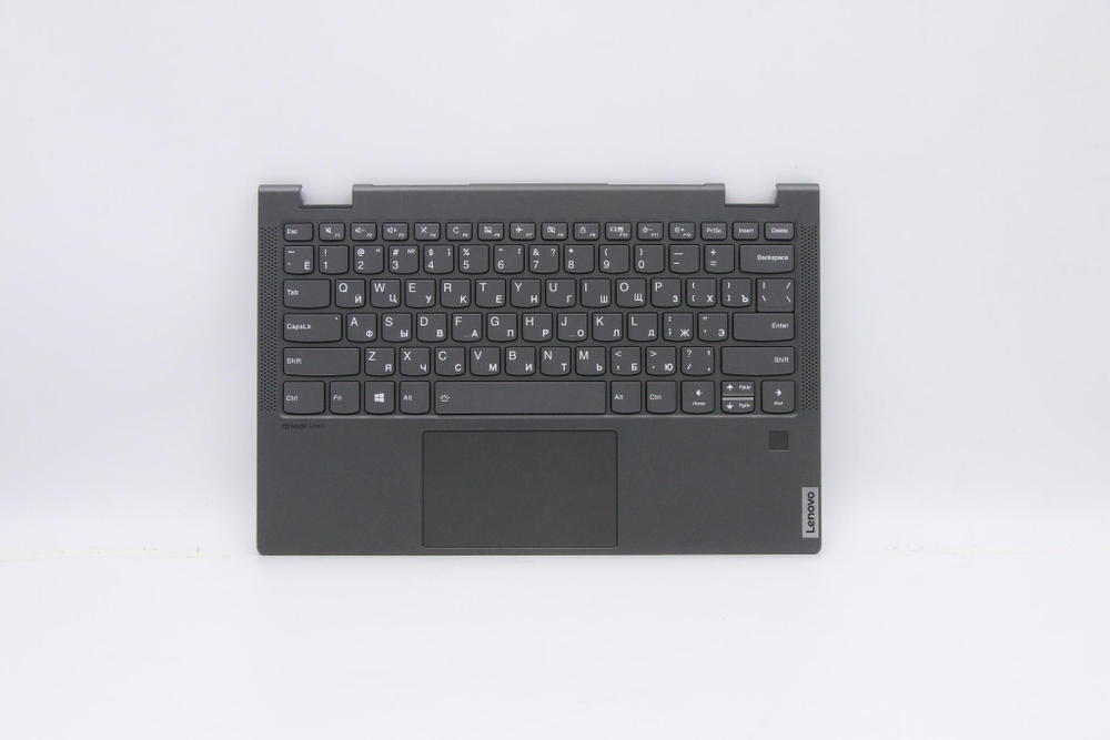Верхняя панель с клавиатурой (топкейс) для ноутбука Lenovo Yoga C640-13IML. раскладка - русская, с подсветкой, серая (5CB0W43774), оригинал
