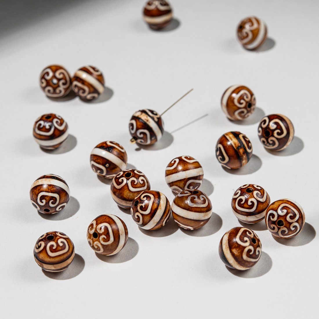 Бусина Дзи из агата, 10мм, коричневый