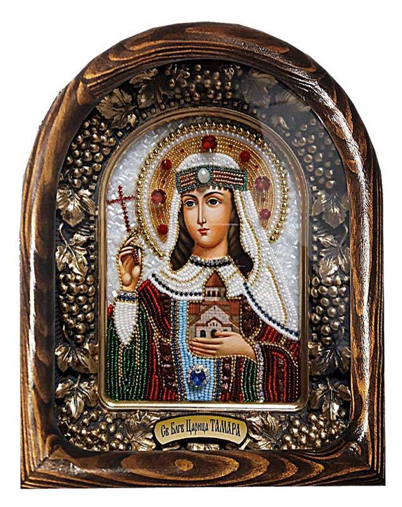 Дивеевская икона святая благоверная царица Тамара, печать, гранат и бисер