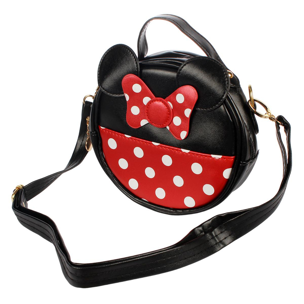 Сумочка детская "Горошек" кожзам 16,5*15,5*6см, круглая, 4 цвета микс