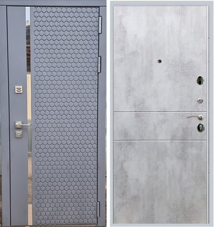 Входная металлическая дверь Рекс 24 Силк Титан / ФЛ-290 бетон светлый