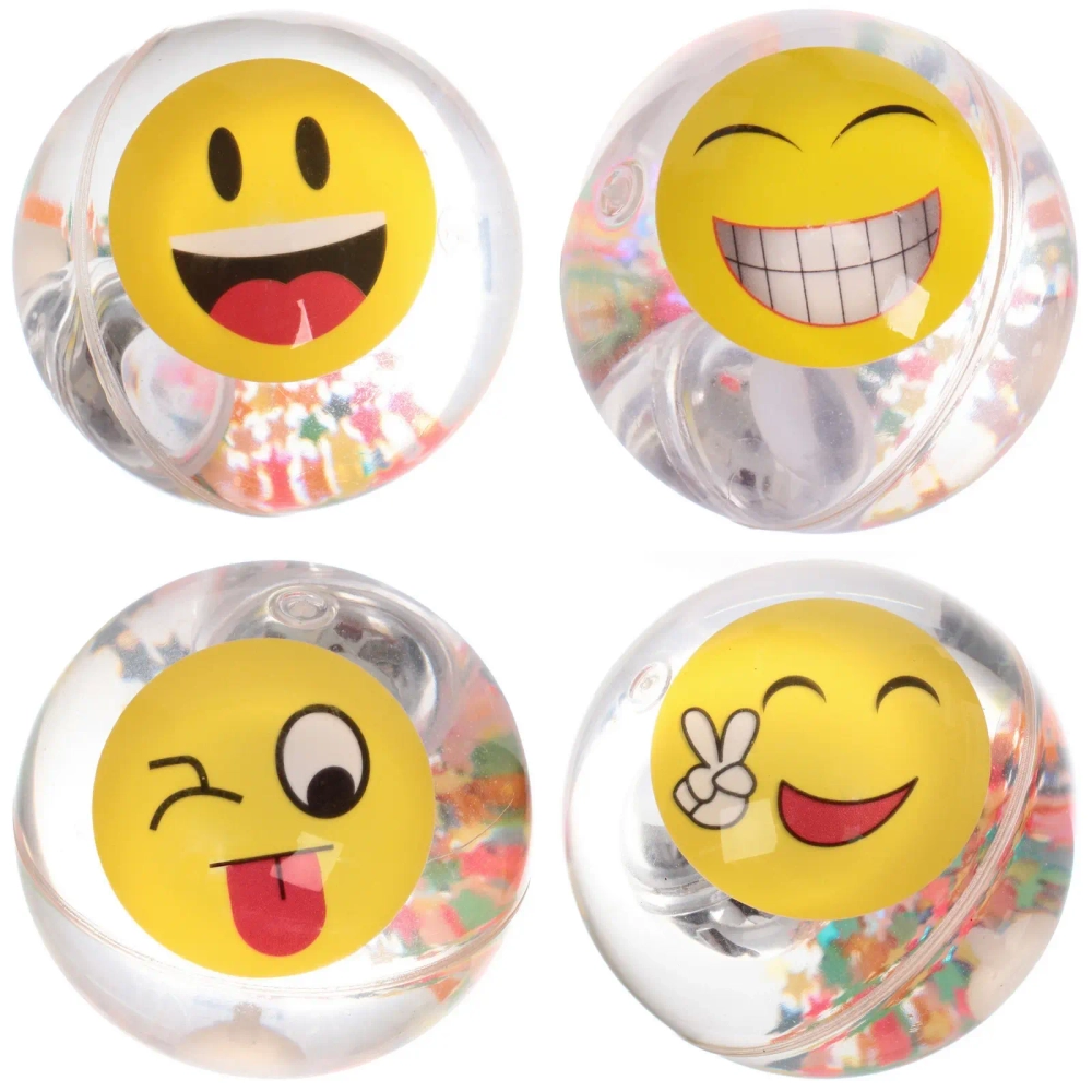 Мяч 6,5 см «Смайлики» (попрыгун с водой и подсветкой) СТИКЕР НА ВЛОЖЕНИЕ